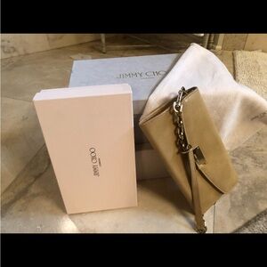 Jimmy Choo Beige Leather Wristlet
